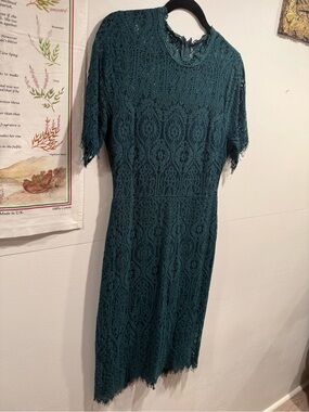 Lulu's Forest Green Lace Midi Dress